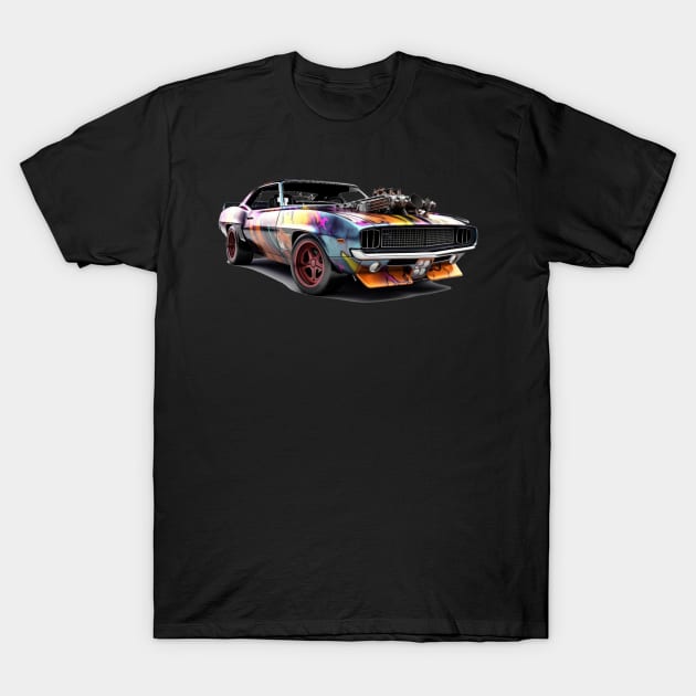 Steam-Powered Fury: A Graphic Drawing of a Steampunk American Muscle Car T-Shirt by Guntah